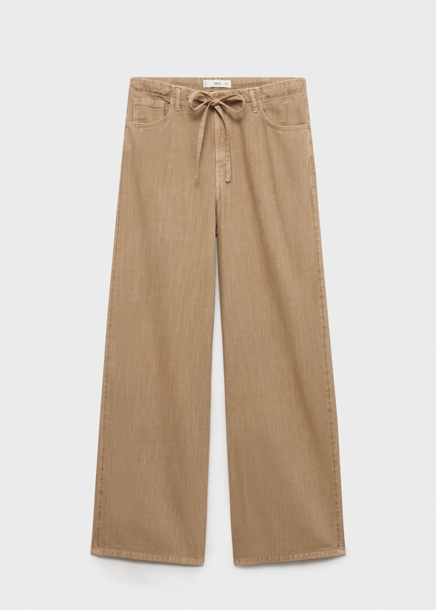 Wide Leg Denim Trousers With Belt