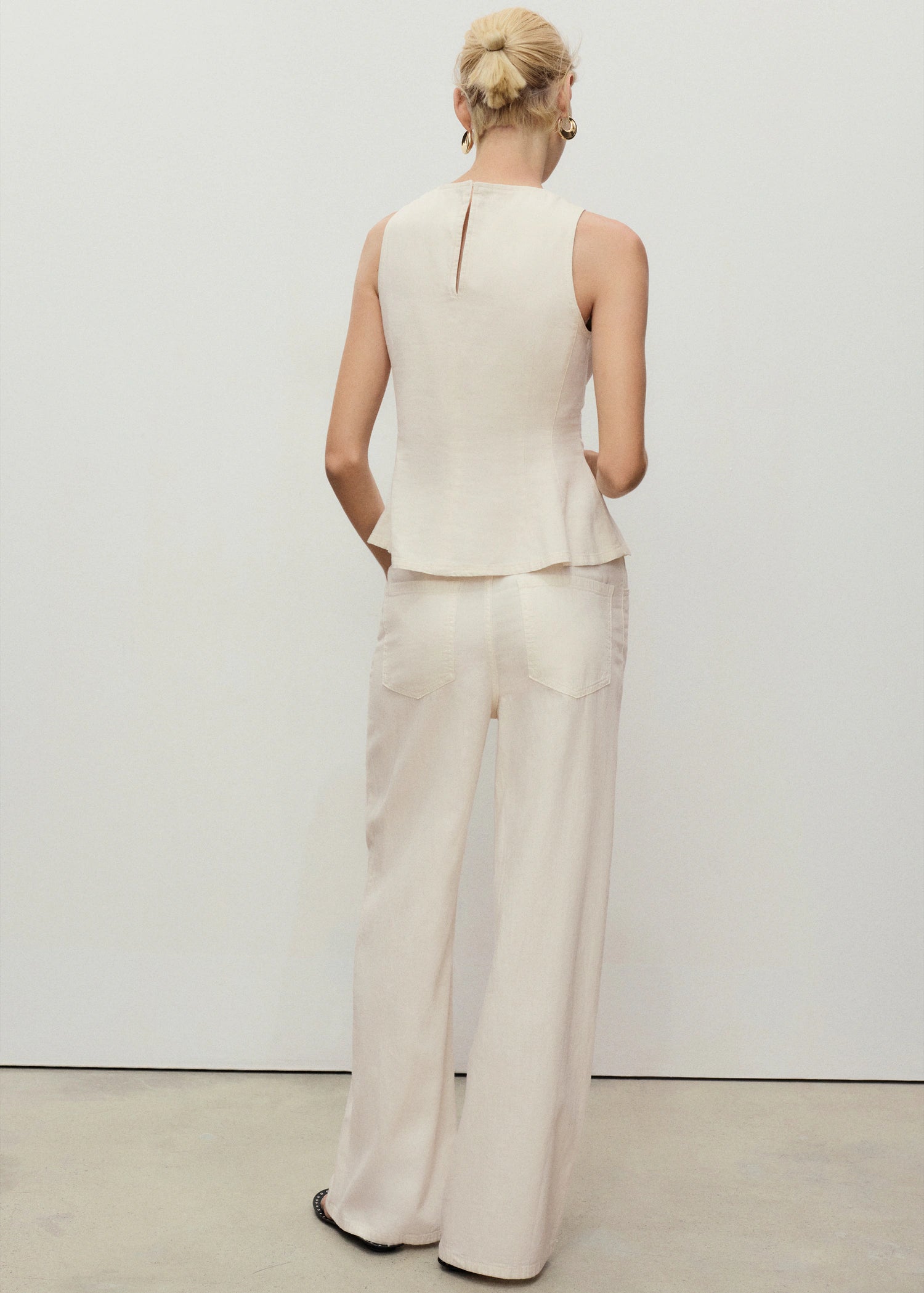 Wide Leg Denim Trousers With Belt