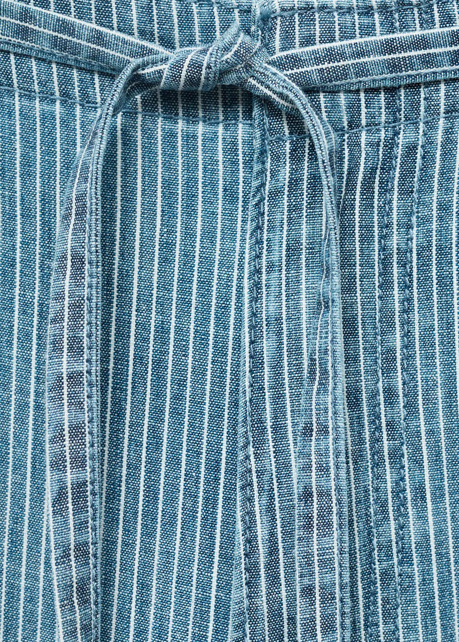 Wide Leg Denim Trousers With Belt