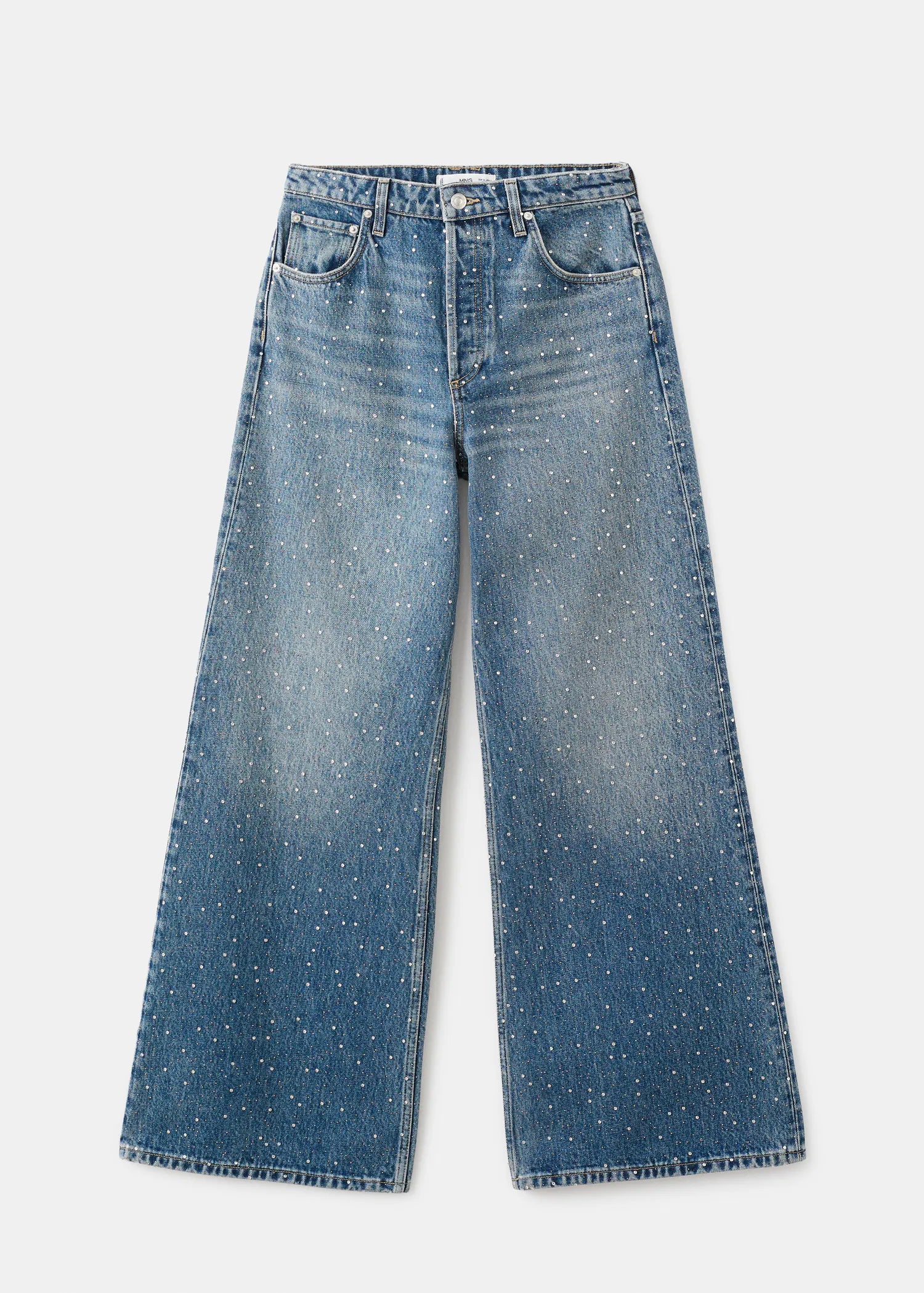 Wide Leg Jeans With Rhinestones