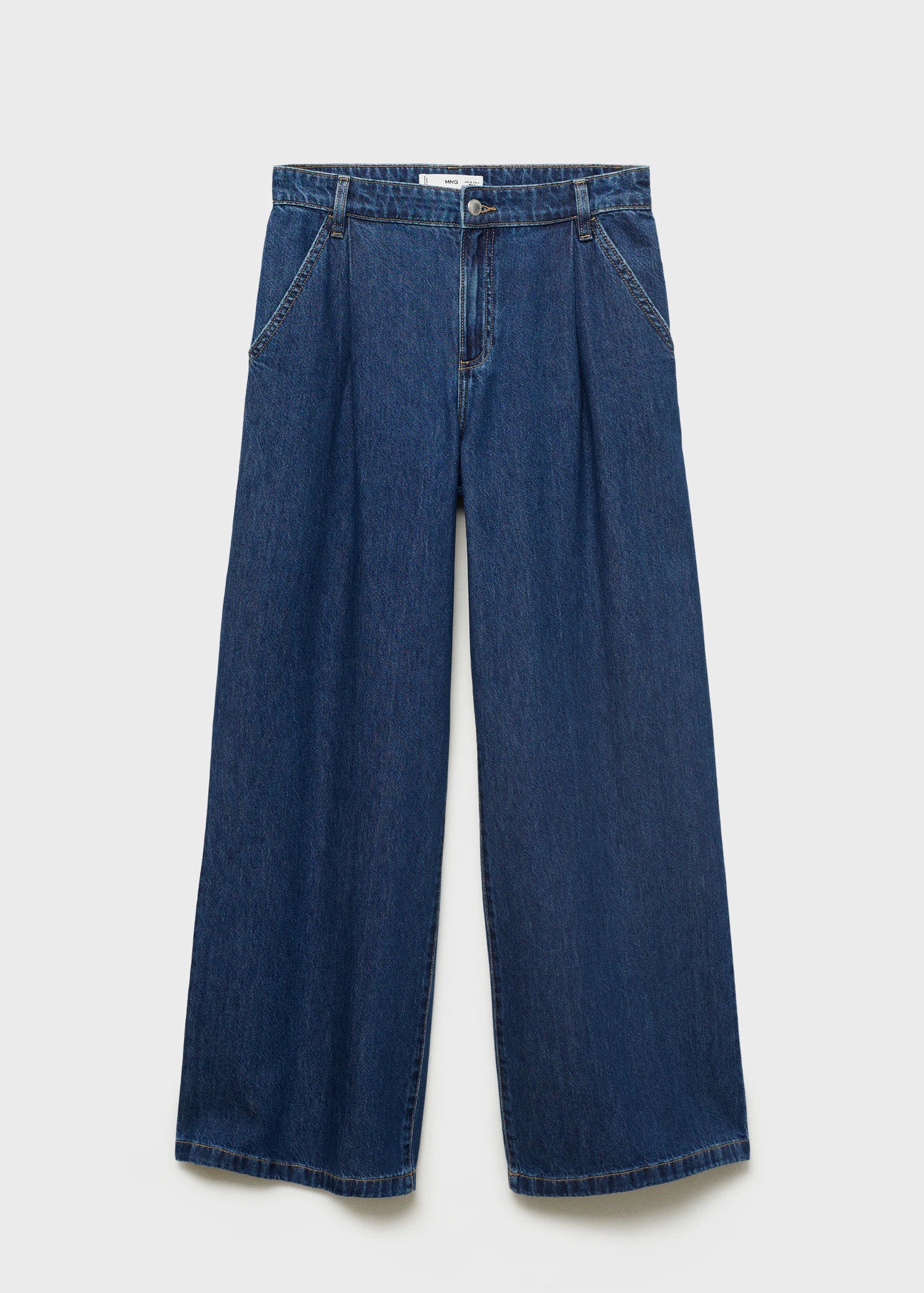 Wide Leg Pleated Jeans