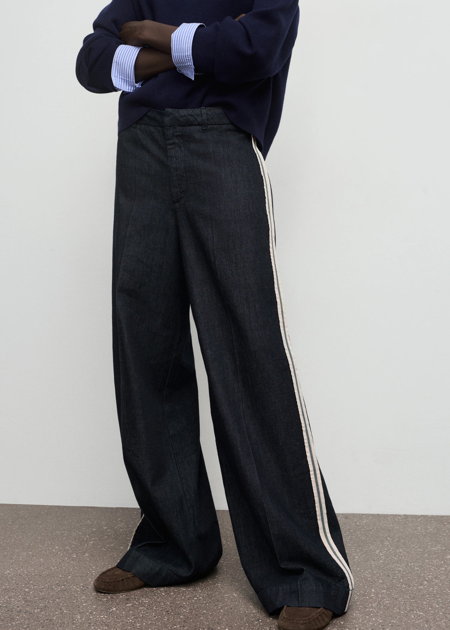 Wide Leg Striped Jeans