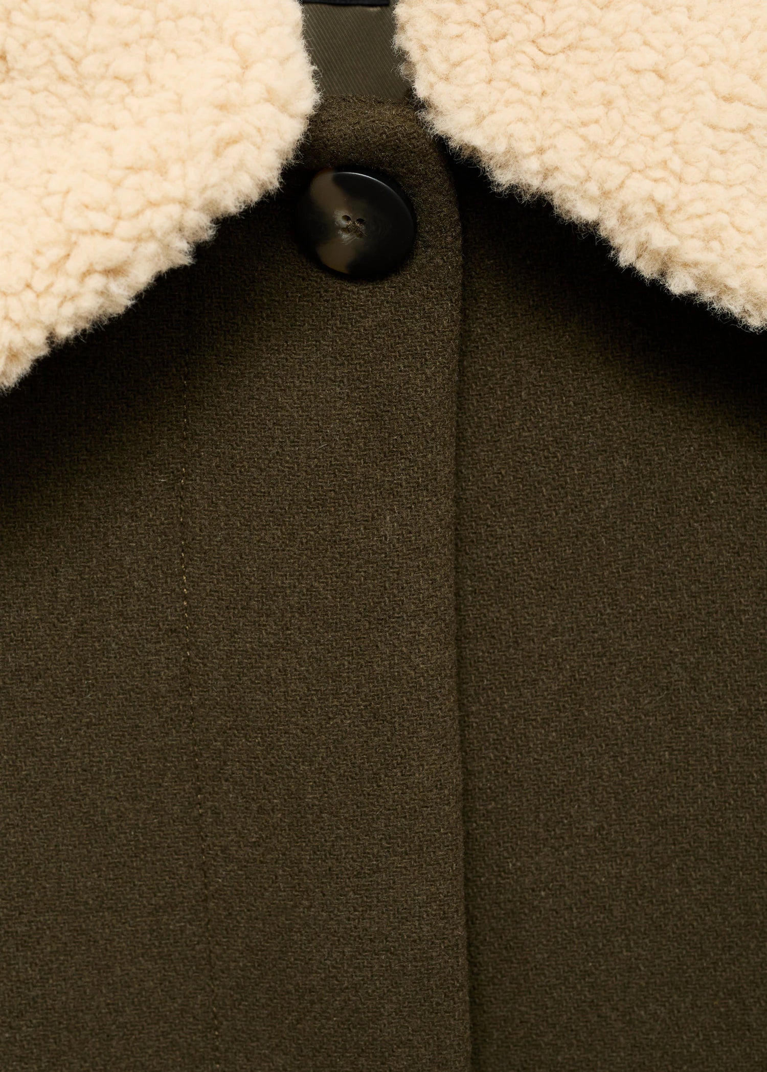 Wool Blend Jacket With Removable Shearling Collar