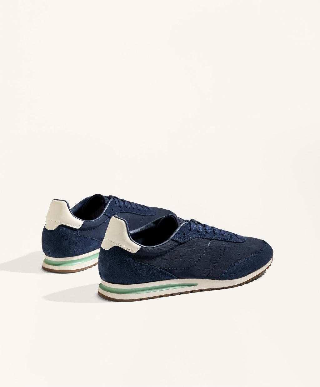 NYLON TRAINERS WITH SPLIT LEATHER PIECES