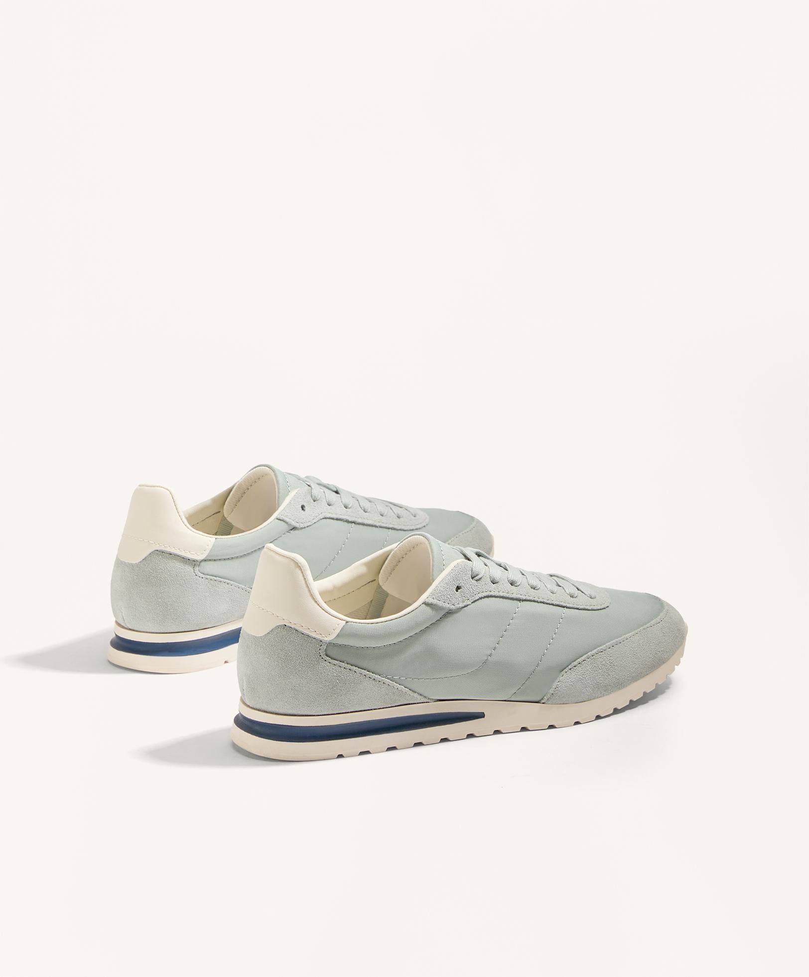 NYLON TRAINERS WITH SPLIT LEATHER PIECES