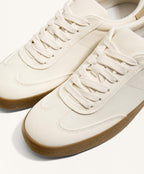 CANVAS AND SPLIT LEATHER TRAINERS