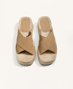 SPLIT LEATHER WEDGE SANDALS