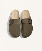 BUCKLED SPLIT LEATHER MULES