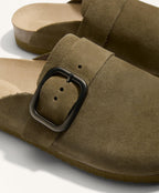 BUCKLED SPLIT LEATHER MULES