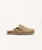 BUCKLED SPLIT LEATHER MULES