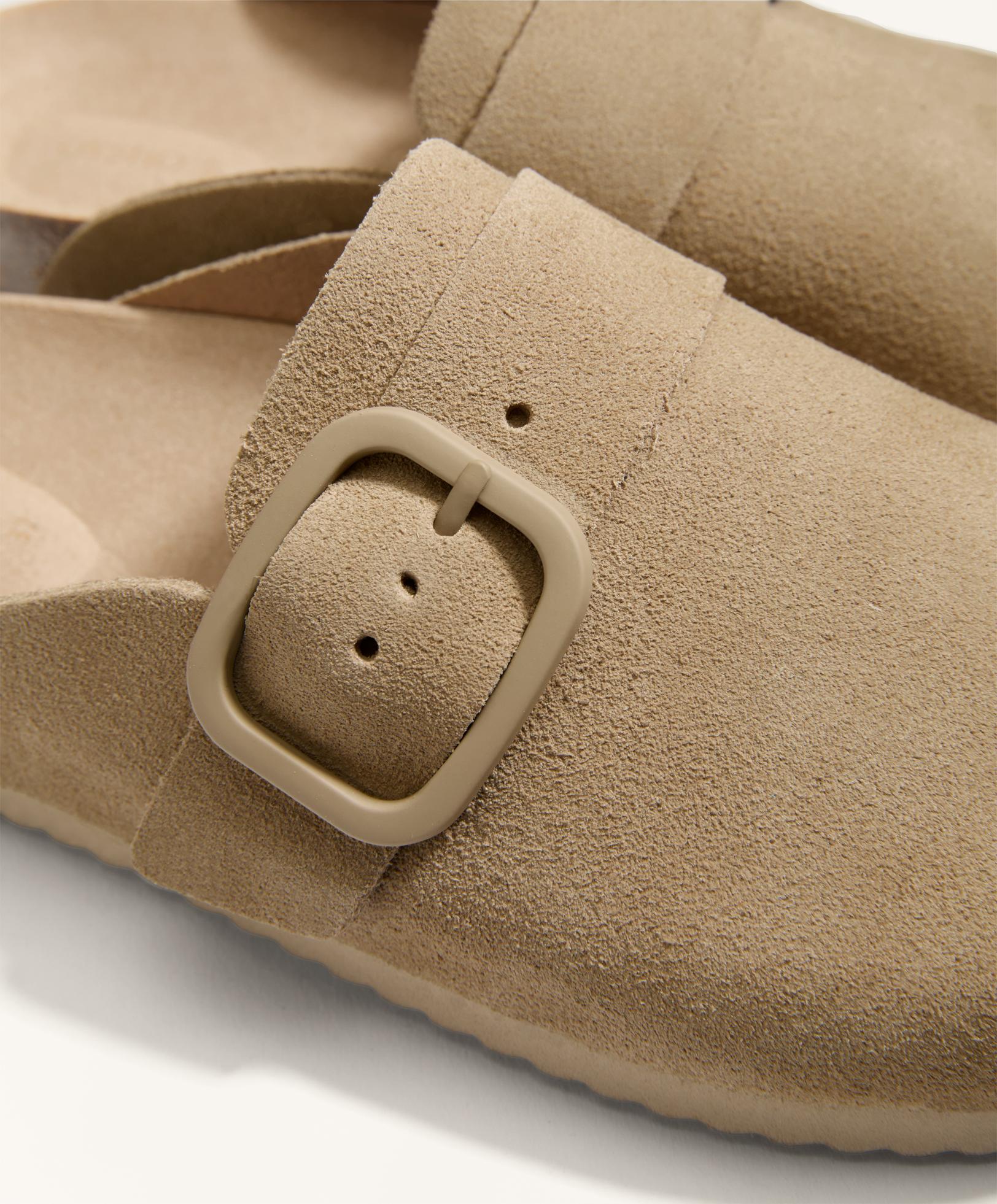 BUCKLED SPLIT LEATHER MULES