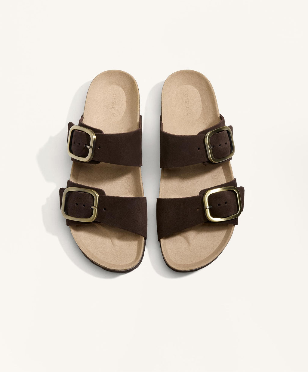 BUCKLE SPLIT LEATHER SLIDES