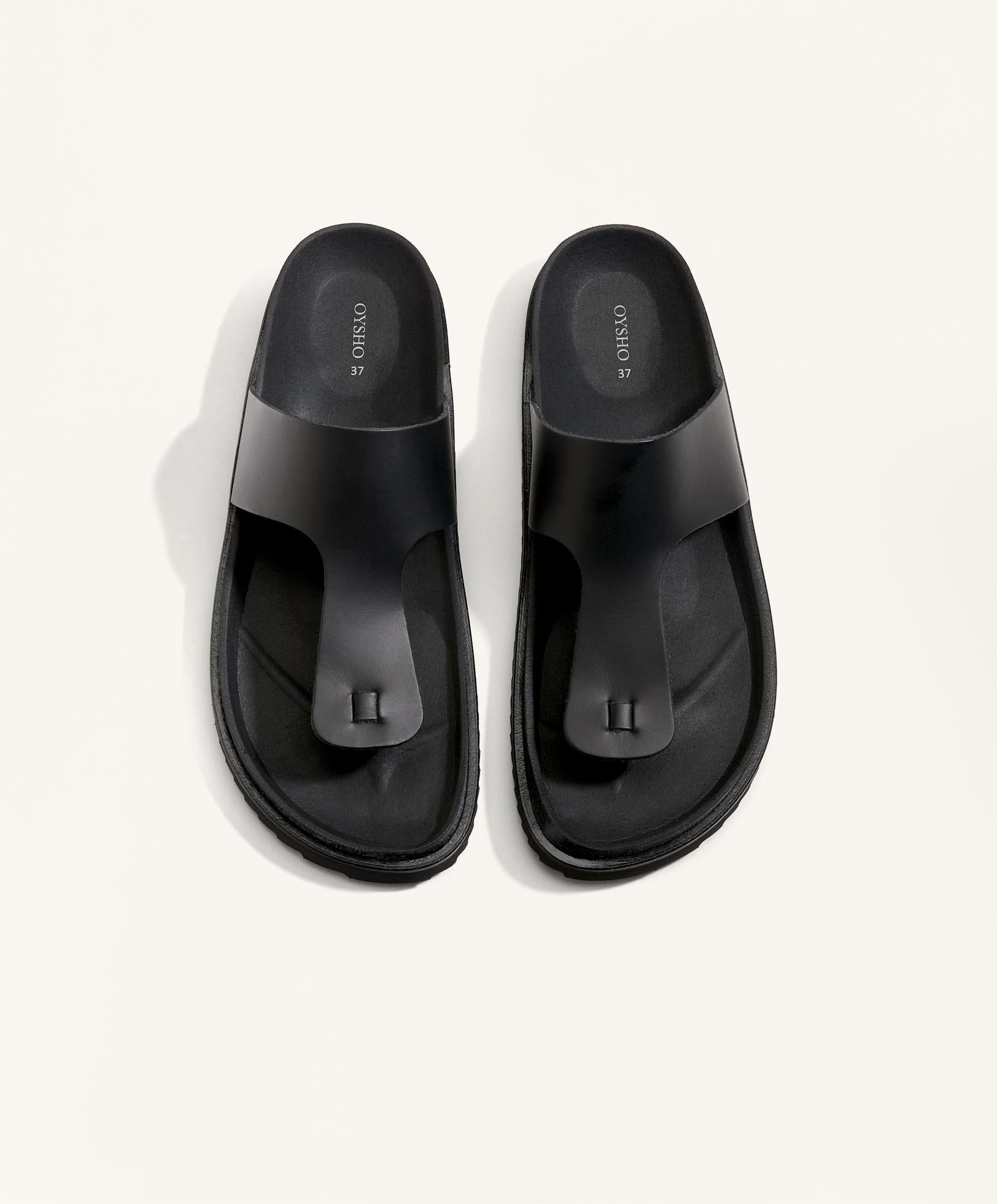 T CUT LEATHER SANDALS
