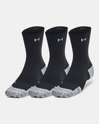 UA ArmourDry Run Cushion Unisex 3 Pack Mid Crew Socks