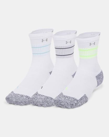 UA ArmourDry Run Cushion Unisex 3 Pack Mid Crew Socks
