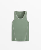 PIPING DETAIL SLEEVELESS T SHIRT