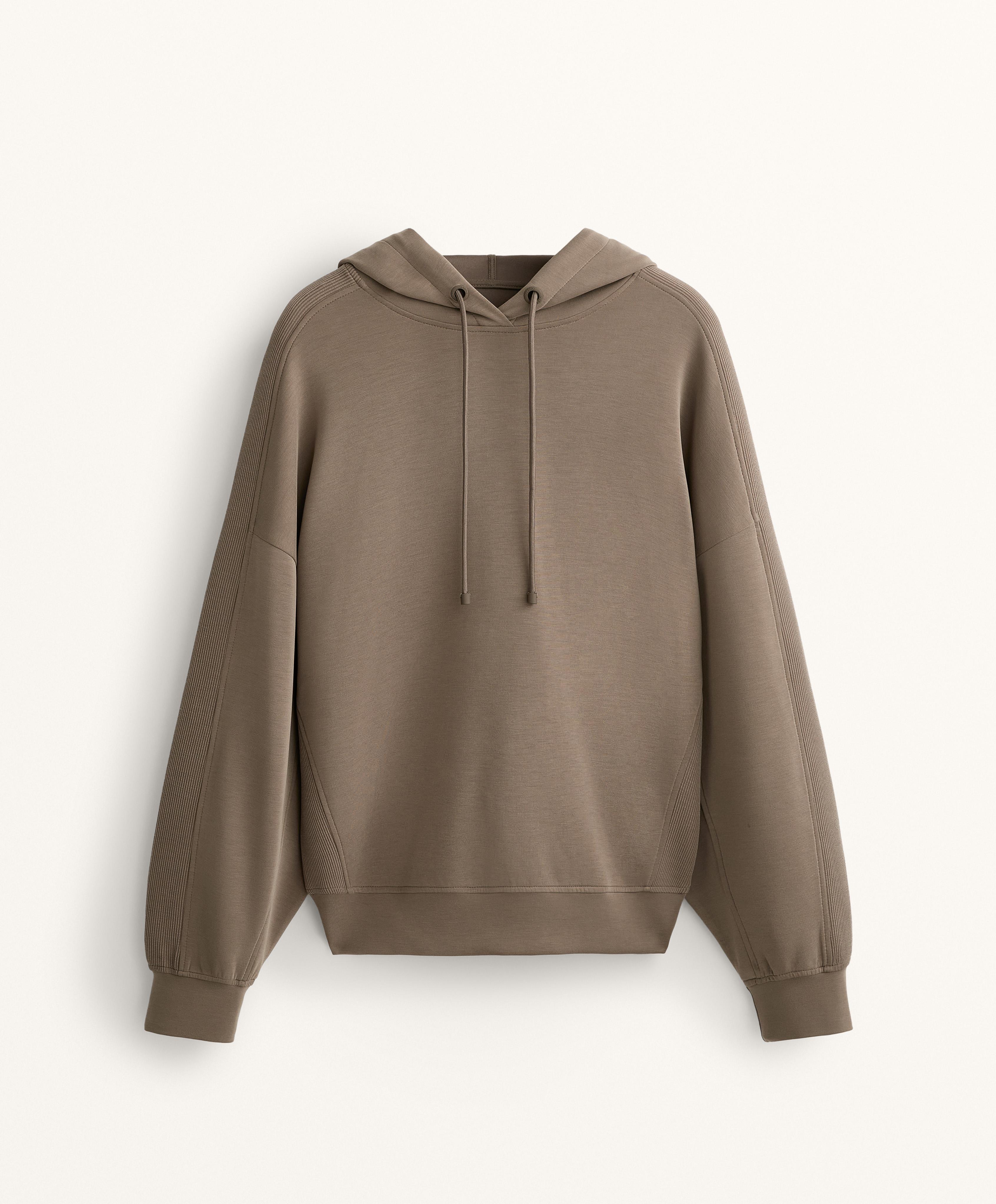 BOXY RIB DETAIL HOODIE IN SOFT MODAL