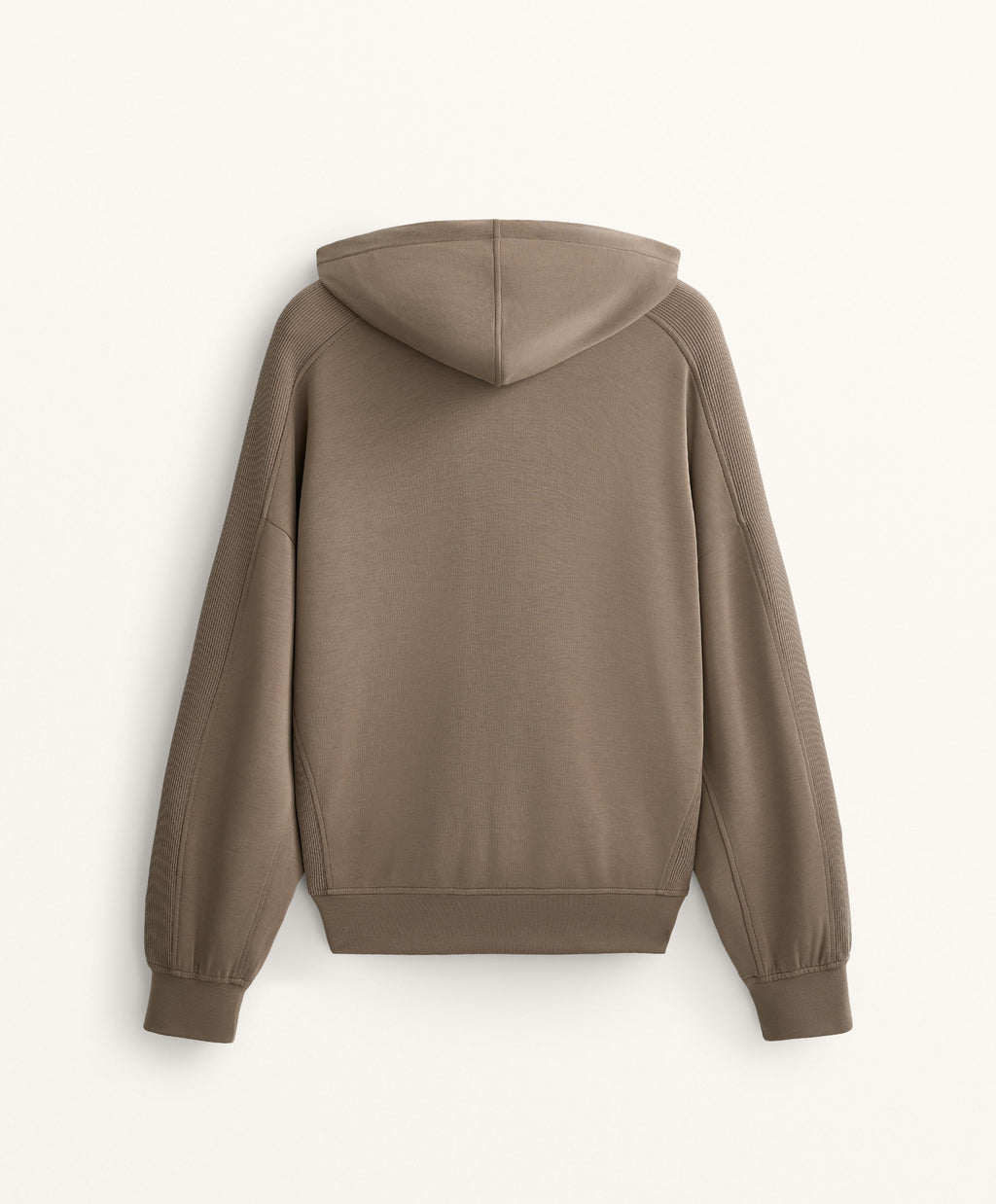 BOXY RIB DETAIL HOODIE IN SOFT MODAL