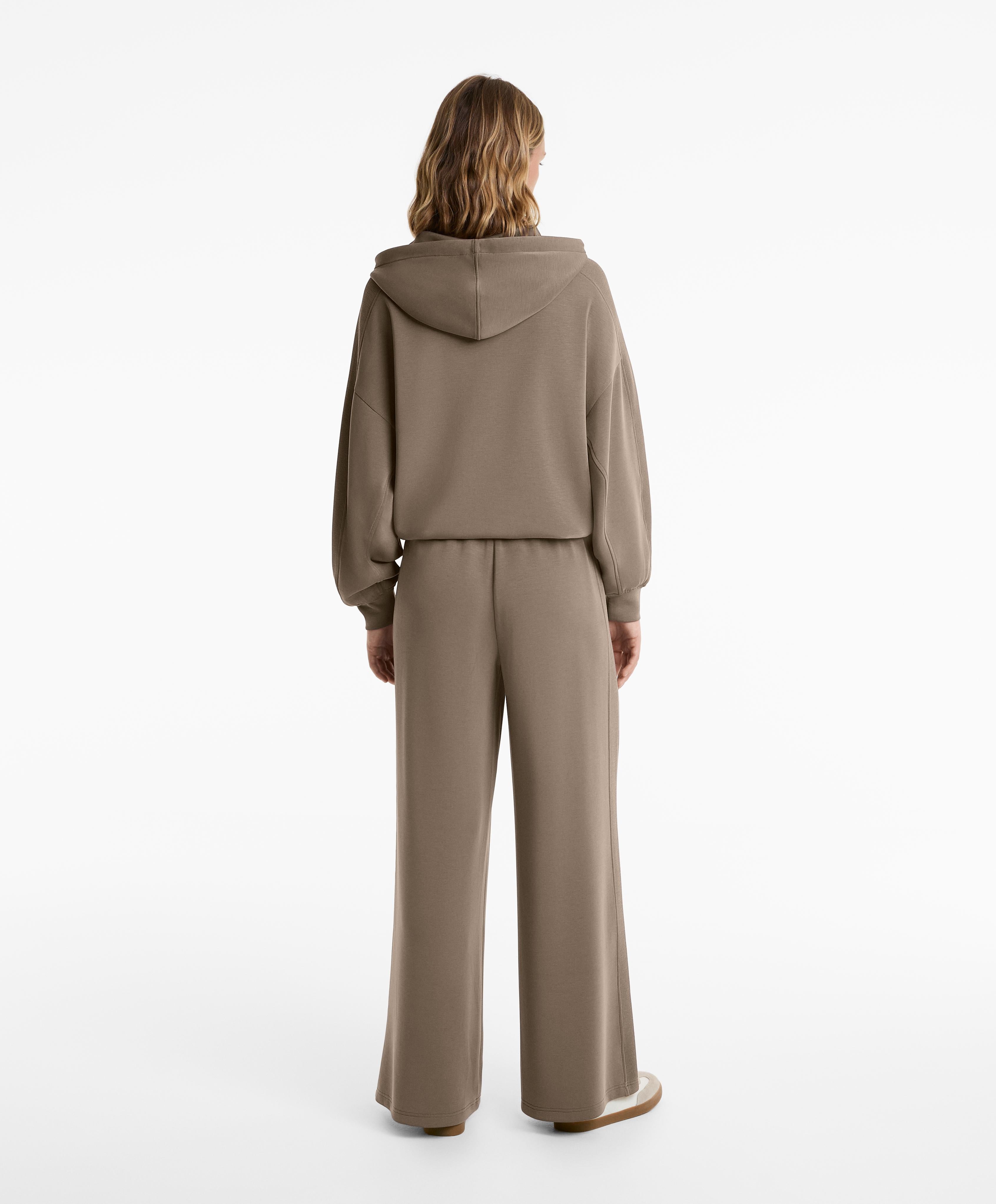 BOXY RIB DETAIL HOODIE IN SOFT MODAL