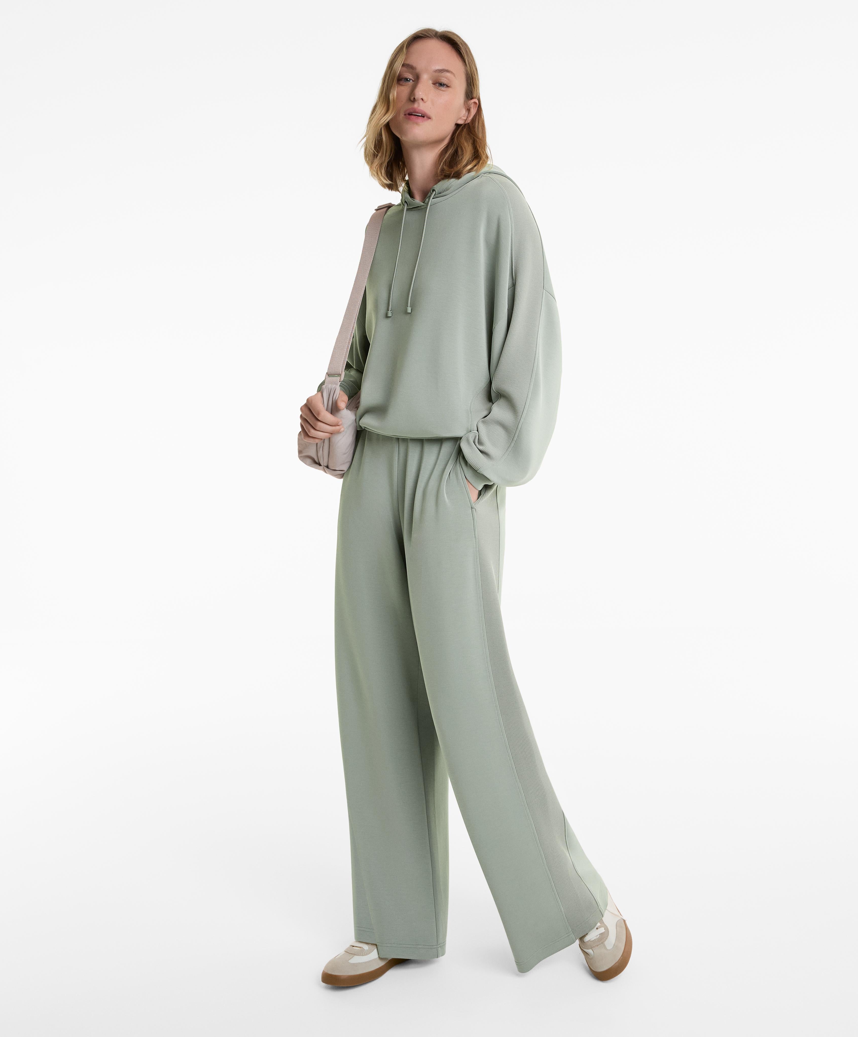 BOXY RIB DETAIL HOODIE IN SOFT MODAL
