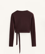 WRAP OVER RIB COTTON BLEND T SHIRT