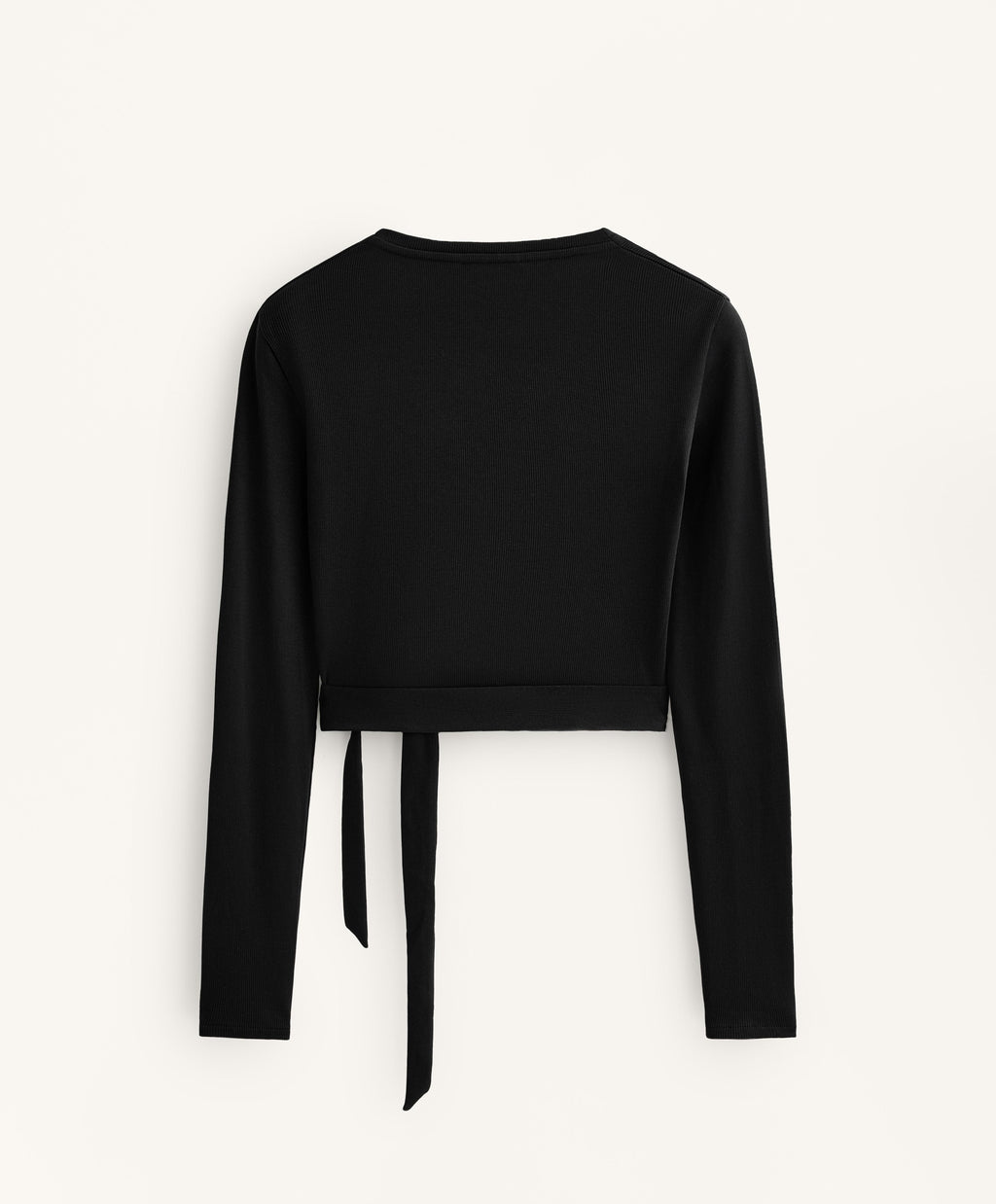 WRAP OVER RIB COTTON BLEND T SHIRT