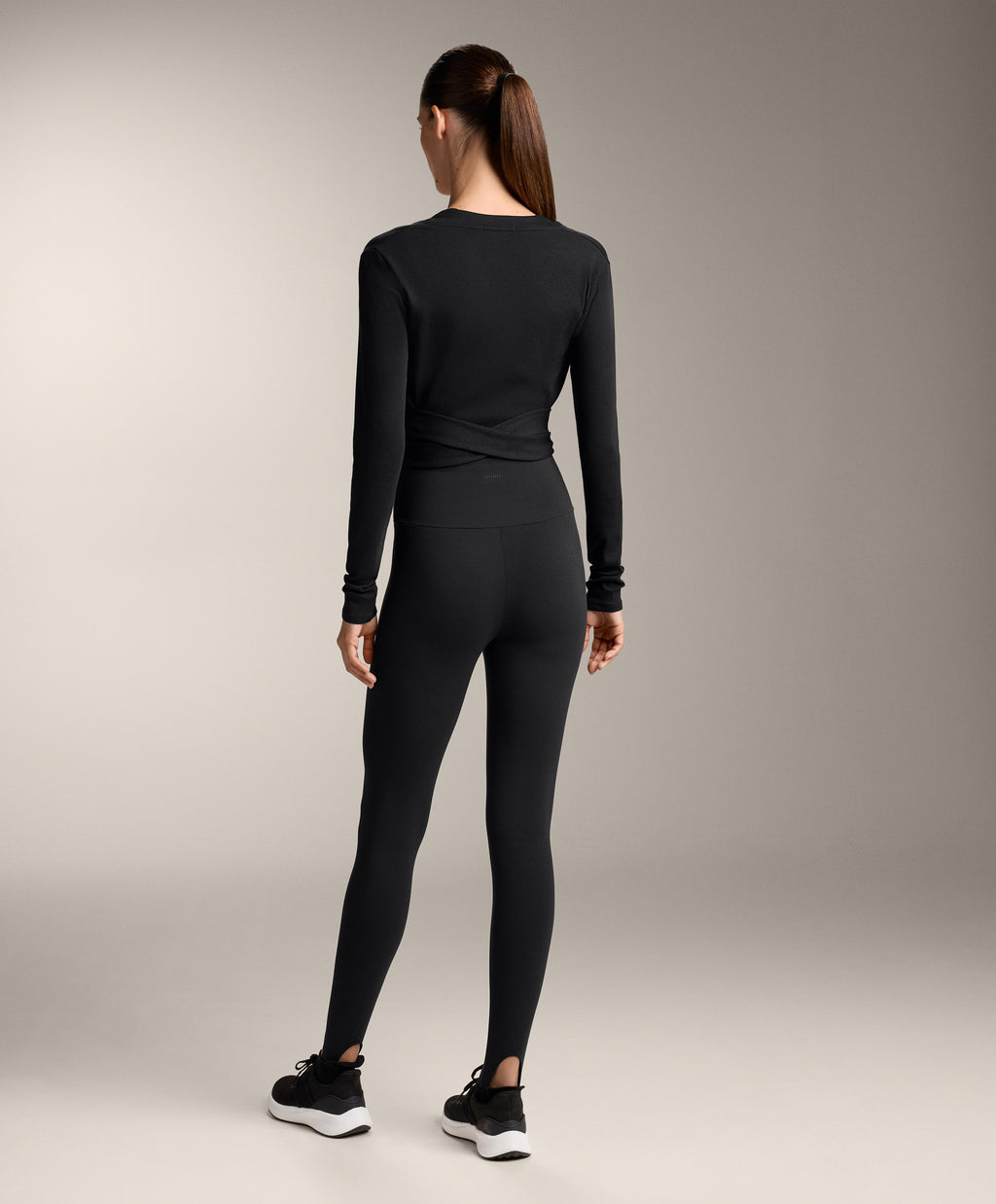 WRAP OVER RIB COTTON BLEND T SHIRT