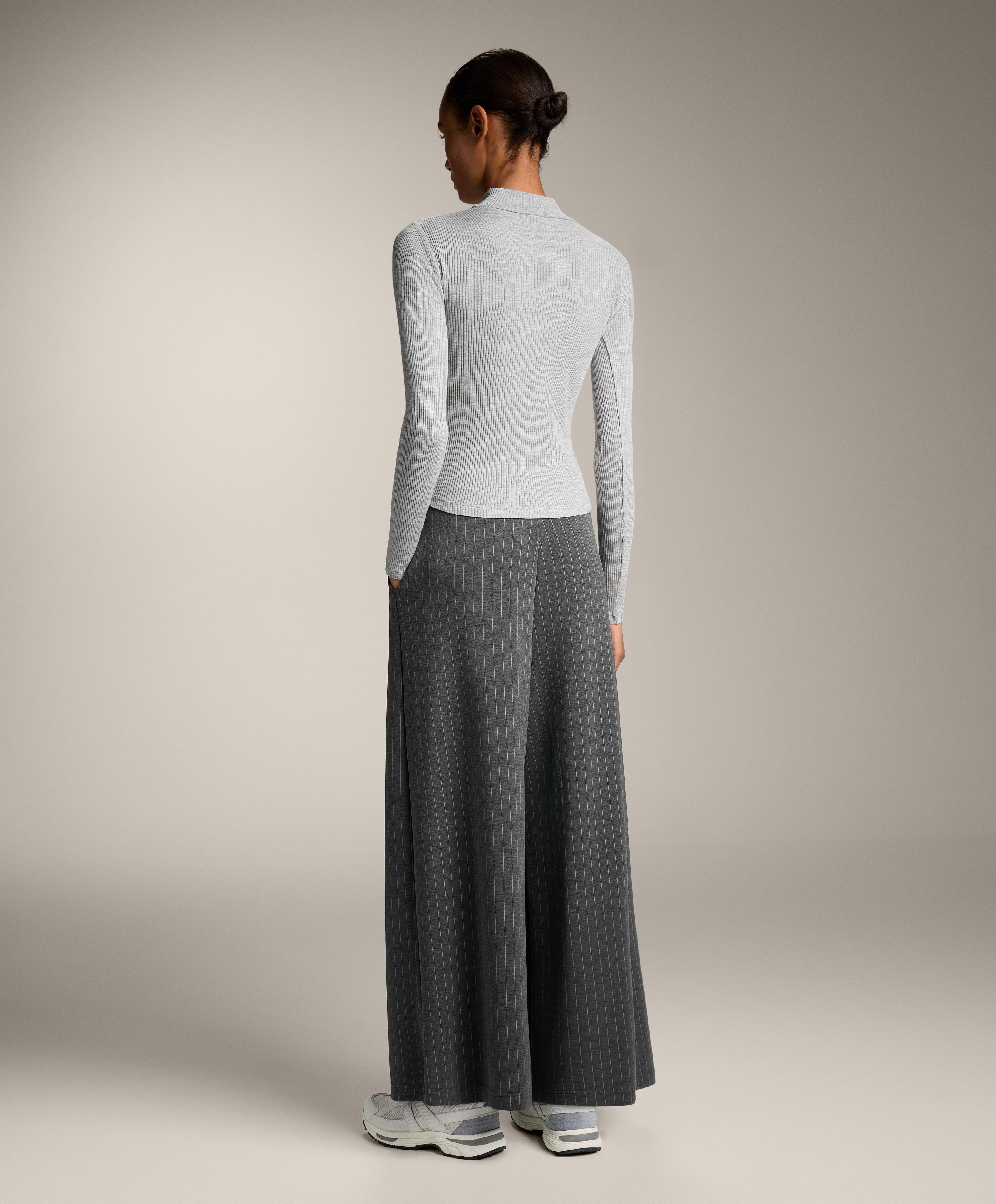 HIGH NECK RIB T SHIRT WITH LYOCELL