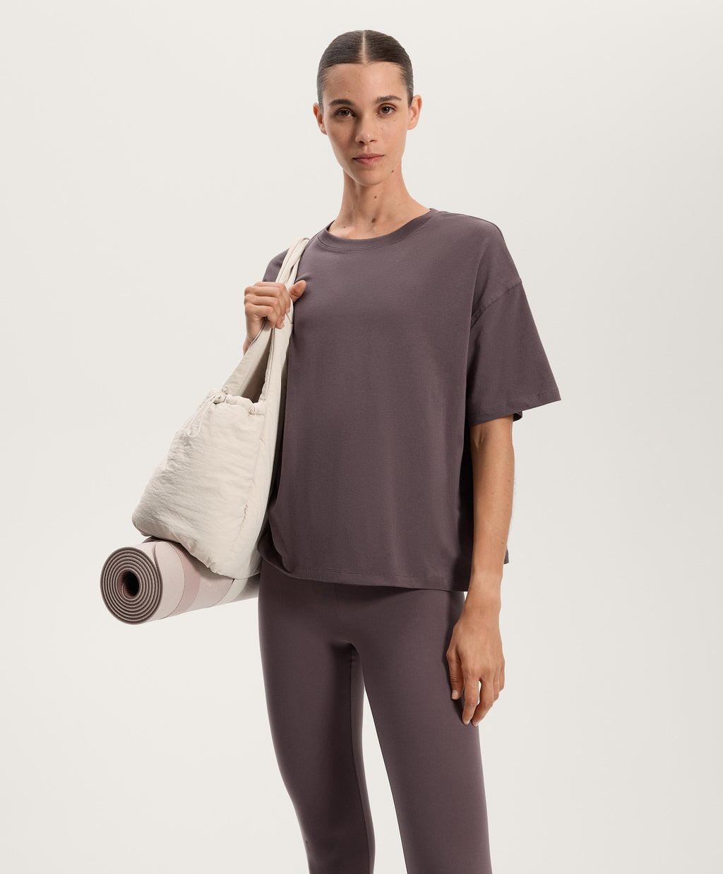 BOXY SHORT SLEEVE COTTON BLEND T SHIRT