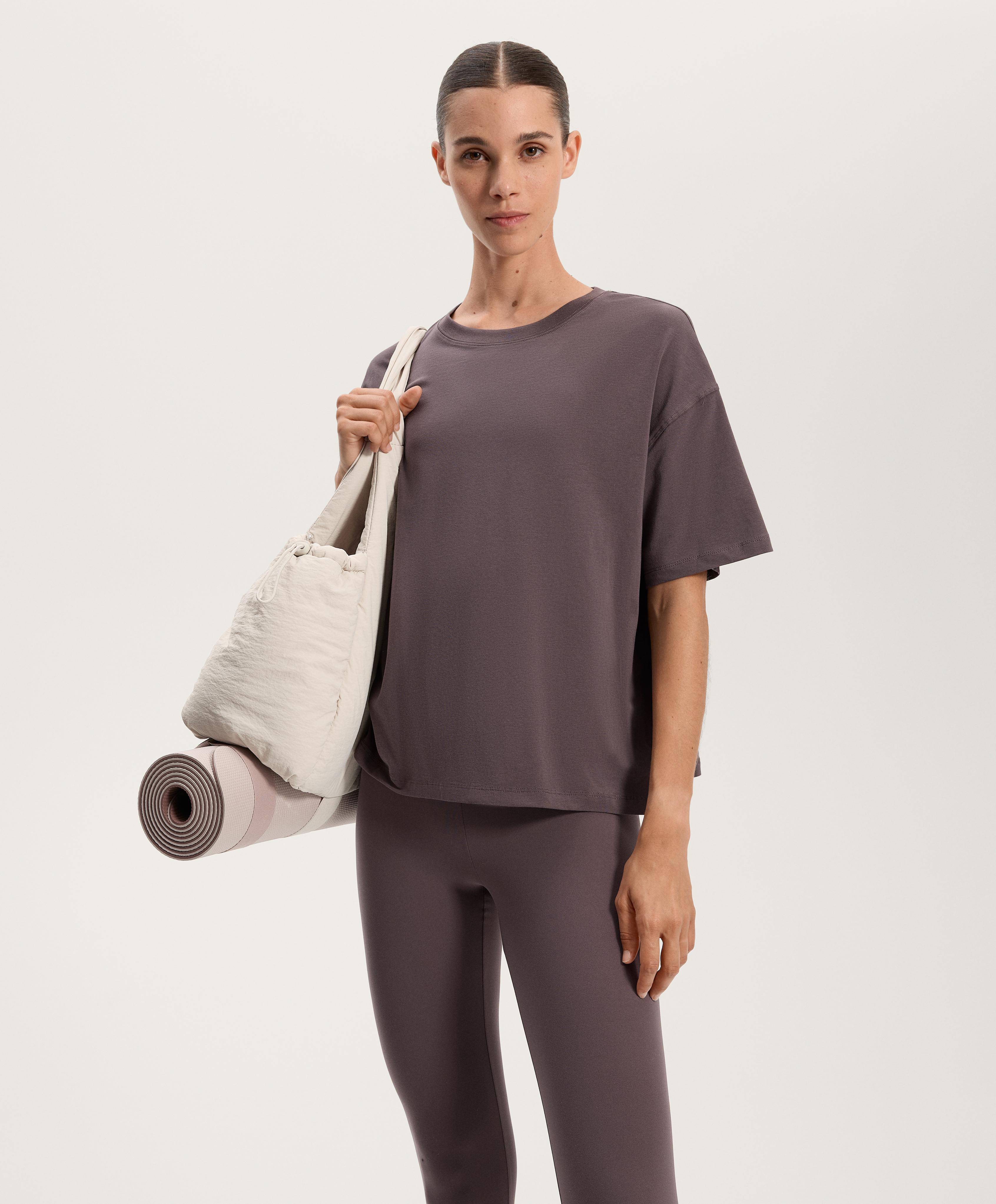 BOXY SHORT SLEEVE COTTON BLEND T SHIRT