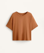 BOXY SHORT SLEEVE COTTON BLEND T SHIRT