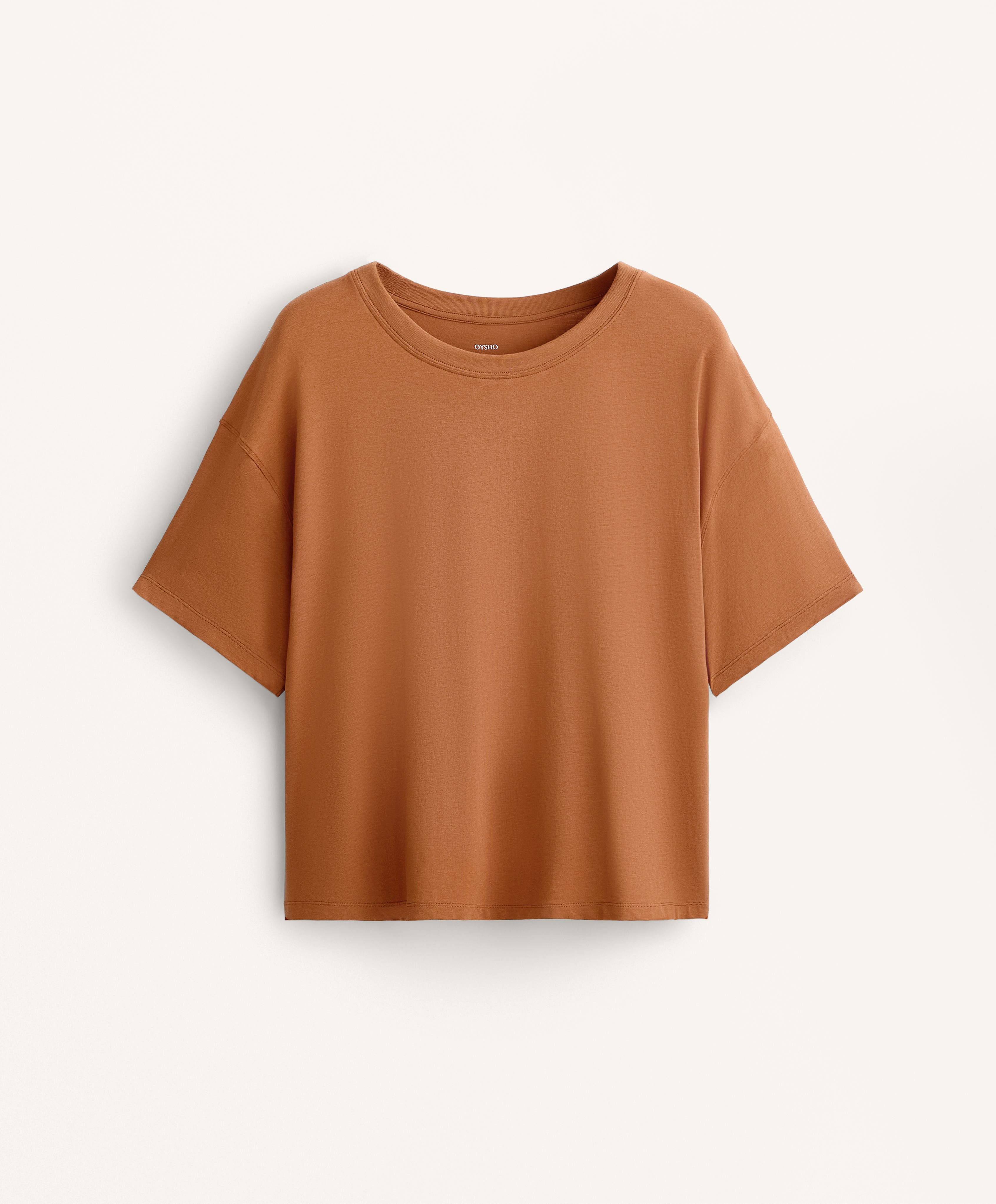 BOXY SHORT SLEEVE COTTON BLEND T SHIRT