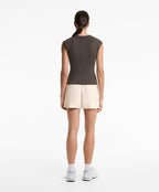 SHORT SLEEVE RIB T SHIRT WITH COTTON AND MODAL
