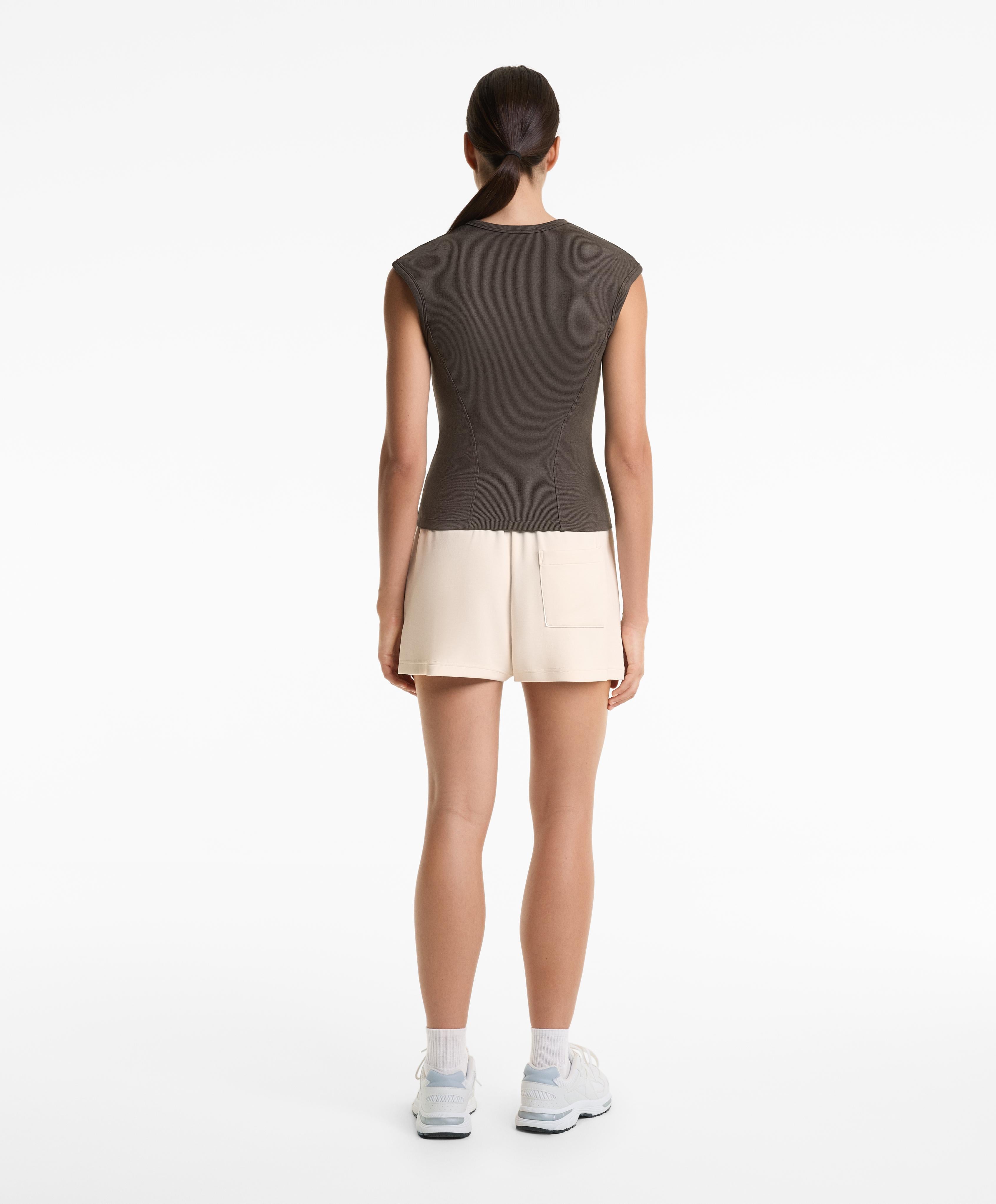 SHORT SLEEVE RIB T SHIRT WITH COTTON AND MODAL