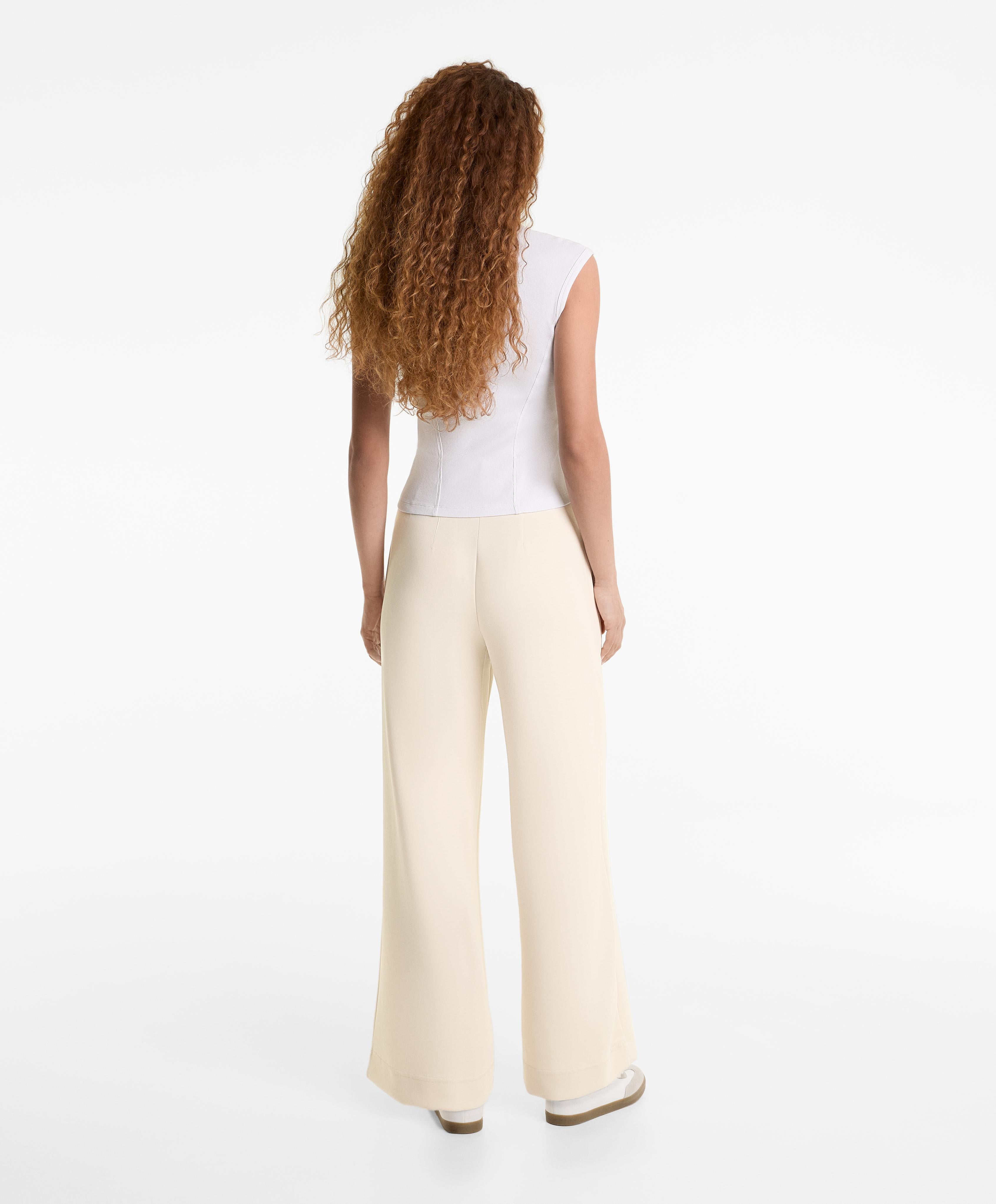 SHORT SLEEVE RIB T SHIRT WITH COTTON AND MODAL