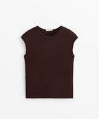 SHORT SLEEVE RIB T SHIRT WITH COTTON AND MODAL