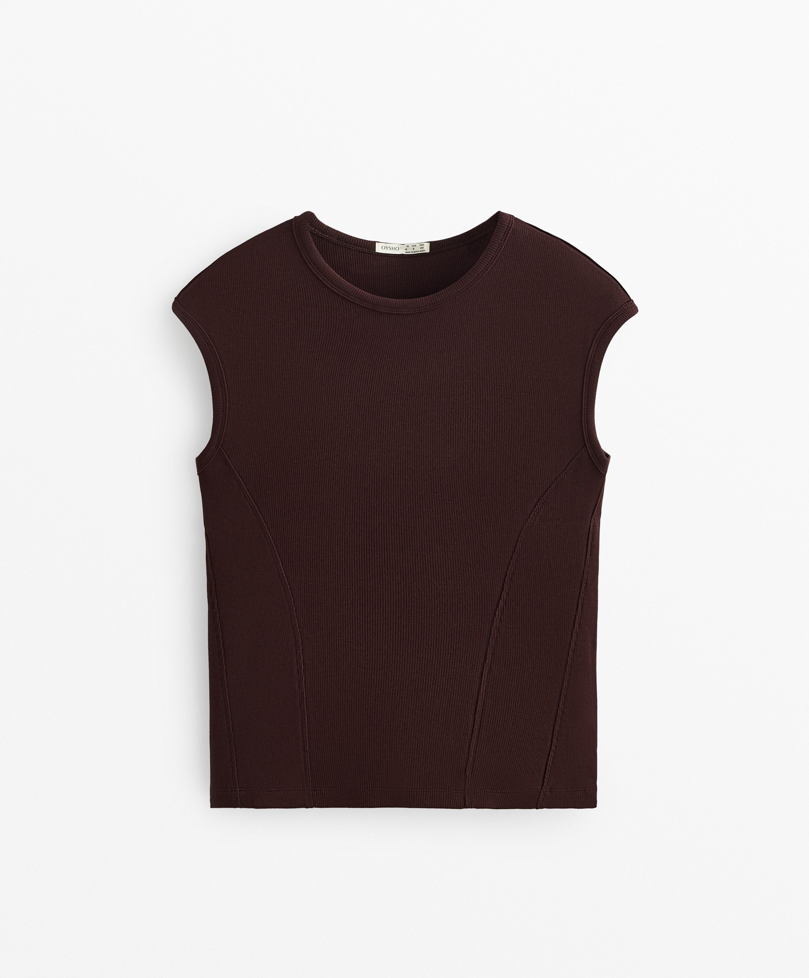 SHORT SLEEVE RIB T SHIRT WITH COTTON AND MODAL