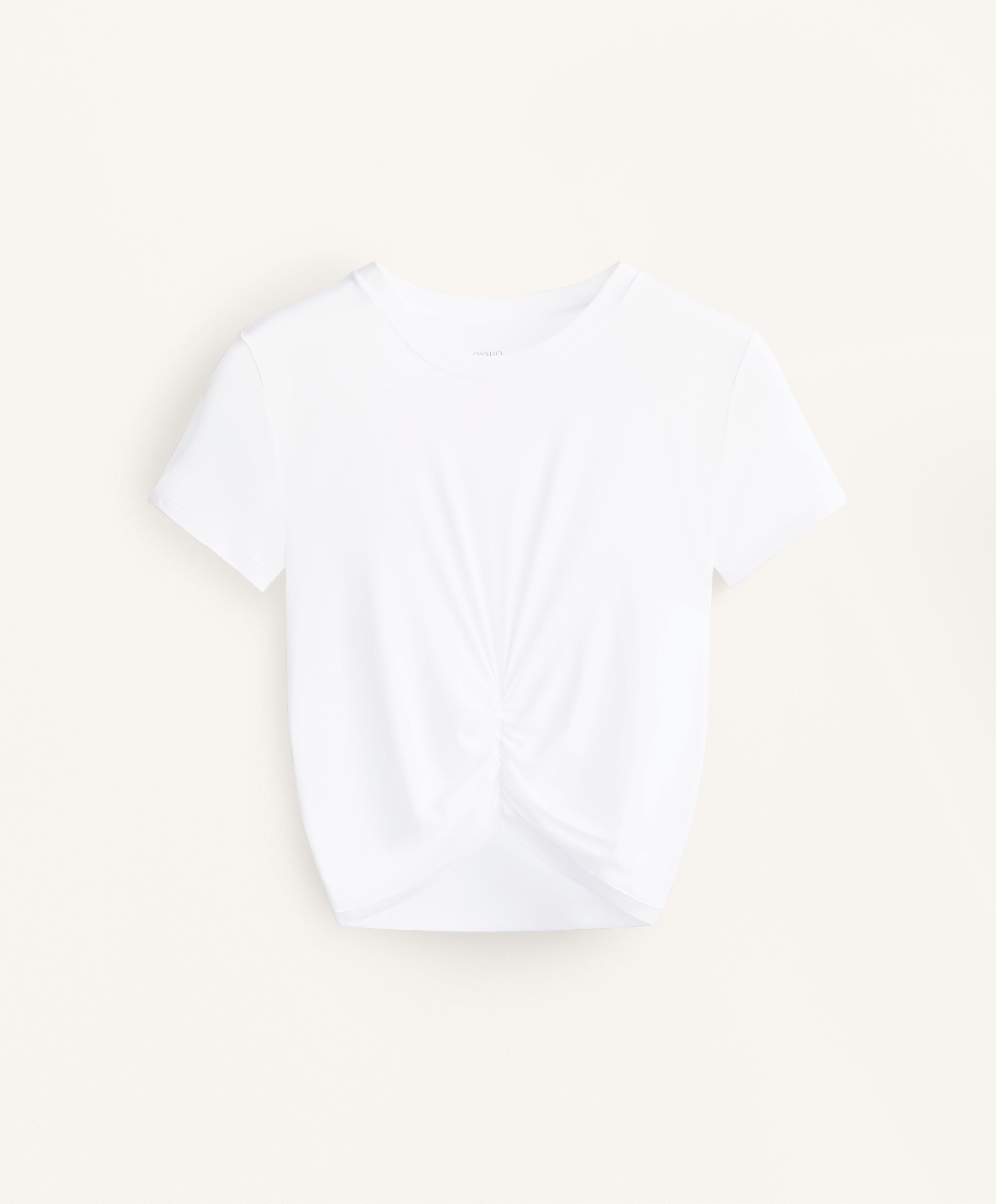 GATHERED CROP SHORT SLEEVE T SHIRT
