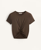 GATHERED CROP SHORT SLEEVE T SHIRT