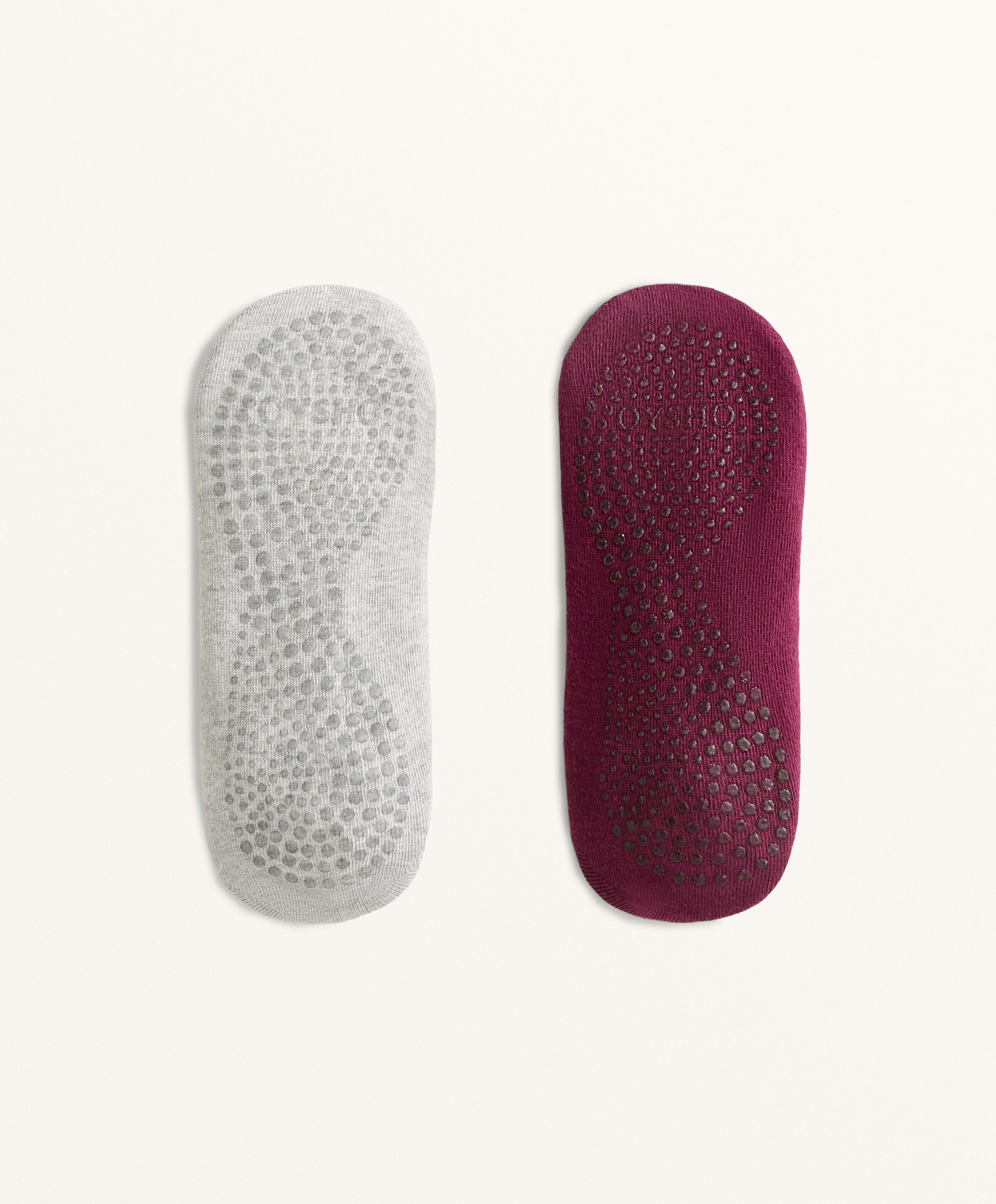 2 PAIRS OF COTTON BLEND YOGA AND PILATES SOCKS WITH CROSSED STRAPS
