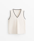 SLEEVELESS V NECK T SHIRT