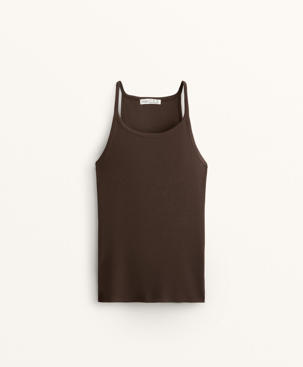 RIB VEST TOP WITH THIN STRAPS IN COTTON AND MODAL