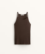 RIB VEST TOP WITH THIN STRAPS IN COTTON AND MODAL