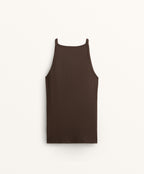 RIB VEST TOP WITH THIN STRAPS IN COTTON AND MODAL