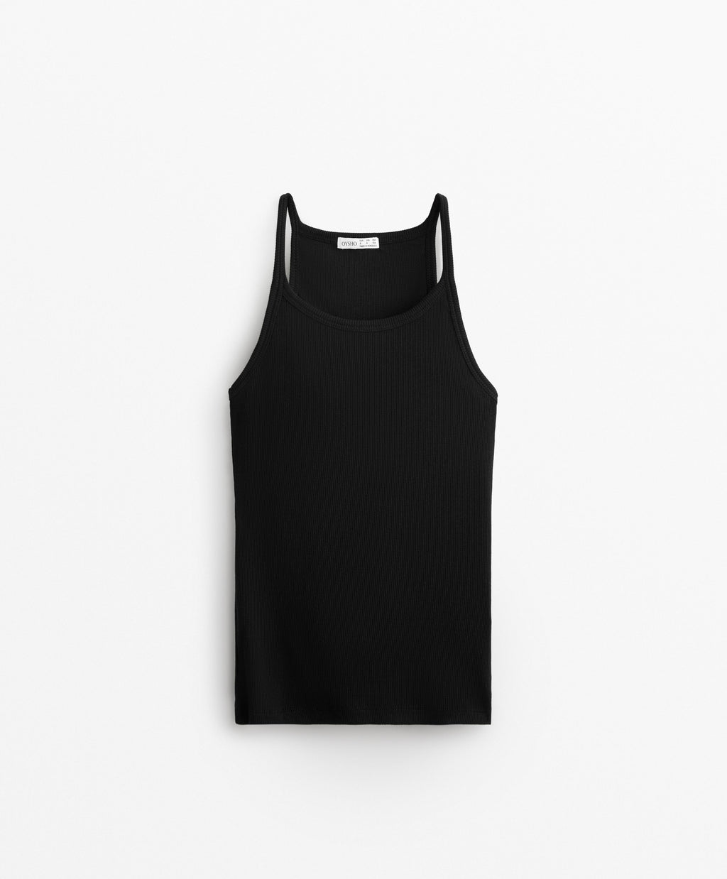 RIB VEST TOP WITH THIN STRAPS IN COTTON AND MODAL