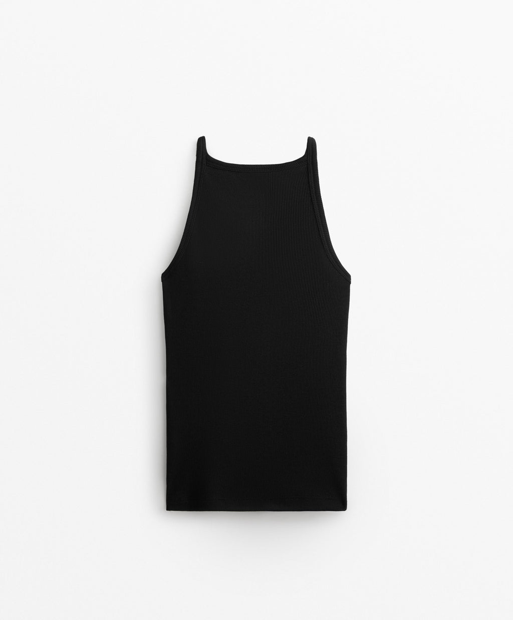 RIB VEST TOP WITH THIN STRAPS IN COTTON AND MODAL