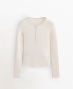 LONG SLEEVE BUTTON RIB T SHIRT WITH COTTON AND MODAL