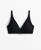 PIQUE CROSSOVER HALTER BIKINI TOP