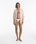 CONTRAST TRIM TRIANGLE BIKINI TOP