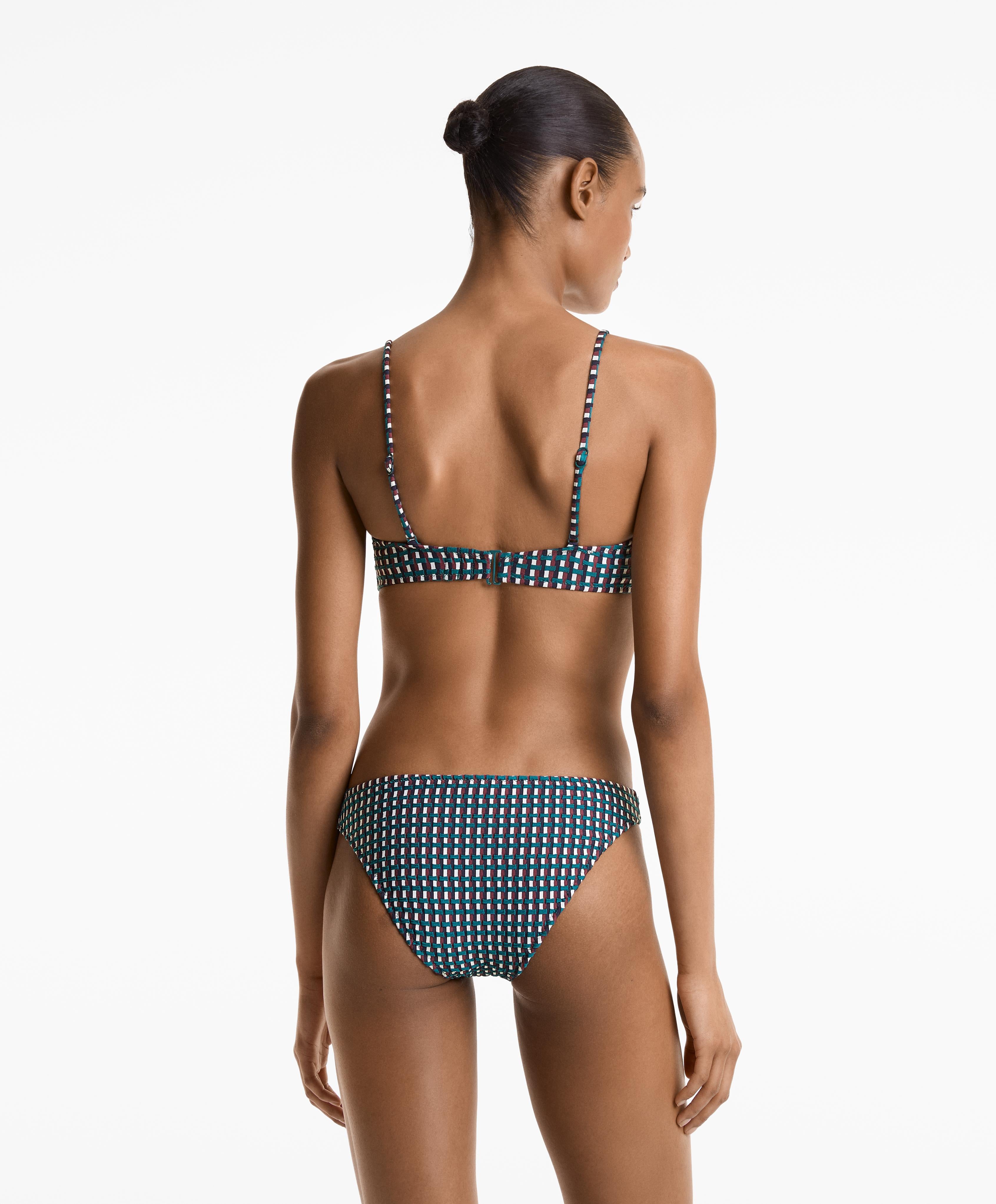 THREE COLOUR JACQUARD TRIANGLE BIKINI TOP